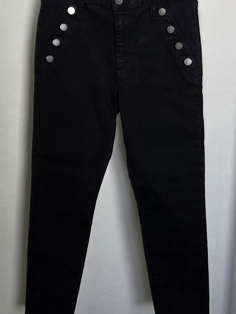 Ramy Brook Black Skinny Jeans with Silver Button Accents